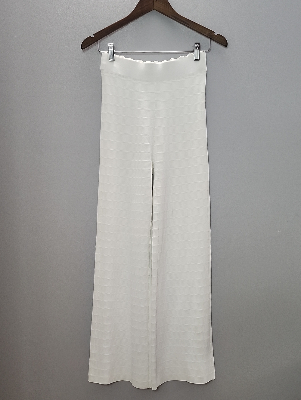 HOUSE OF HARLOW 1960 white Wide-Leg Textured Knit Pants